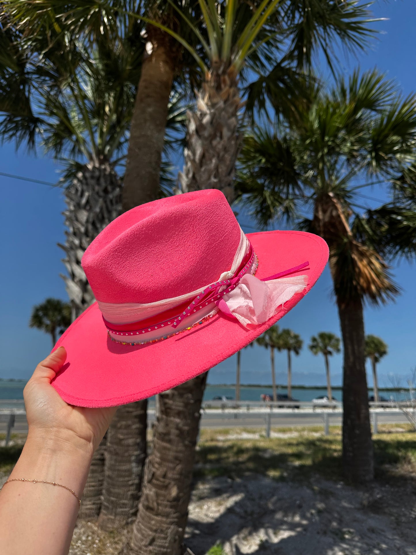 Hot pink flat brim
