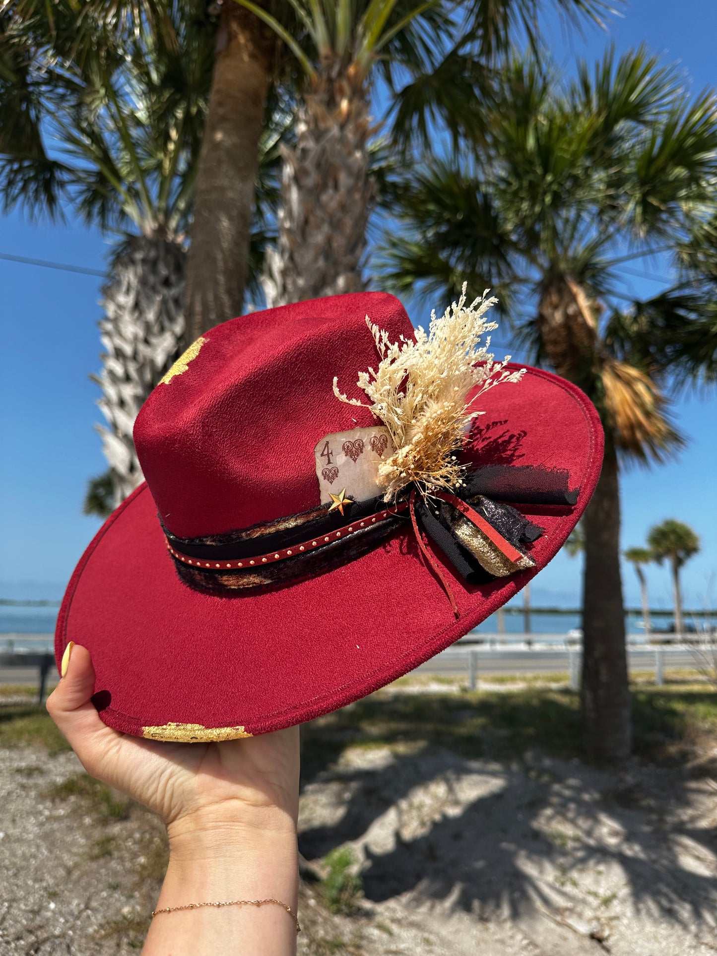 Deep red flat brim