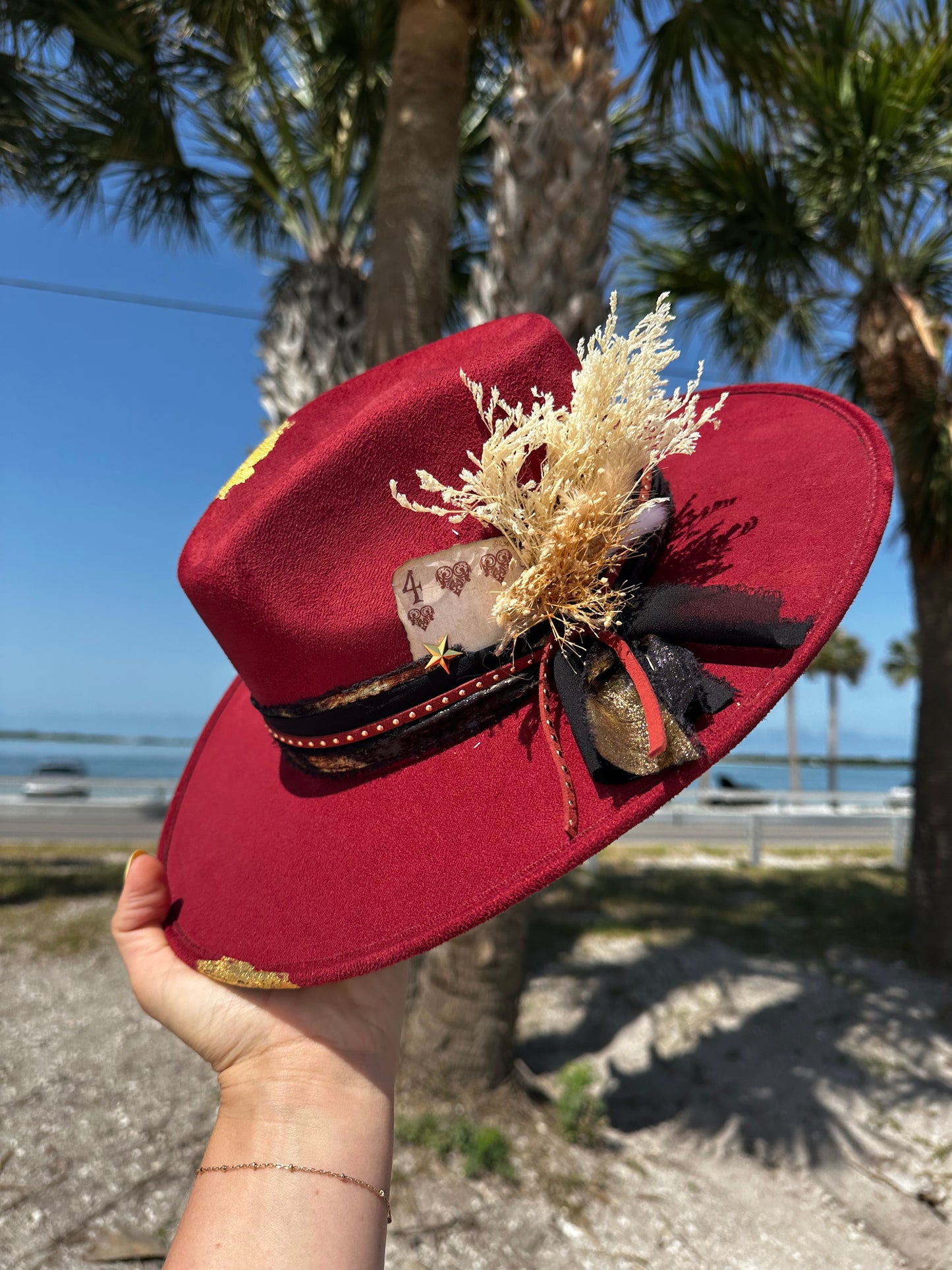 Deep red flat brim