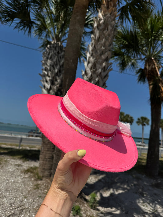 Hot pink flat brim