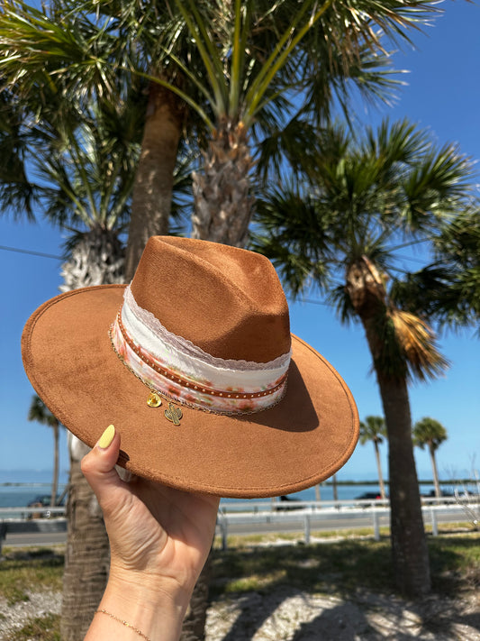 Deep tan flat brim