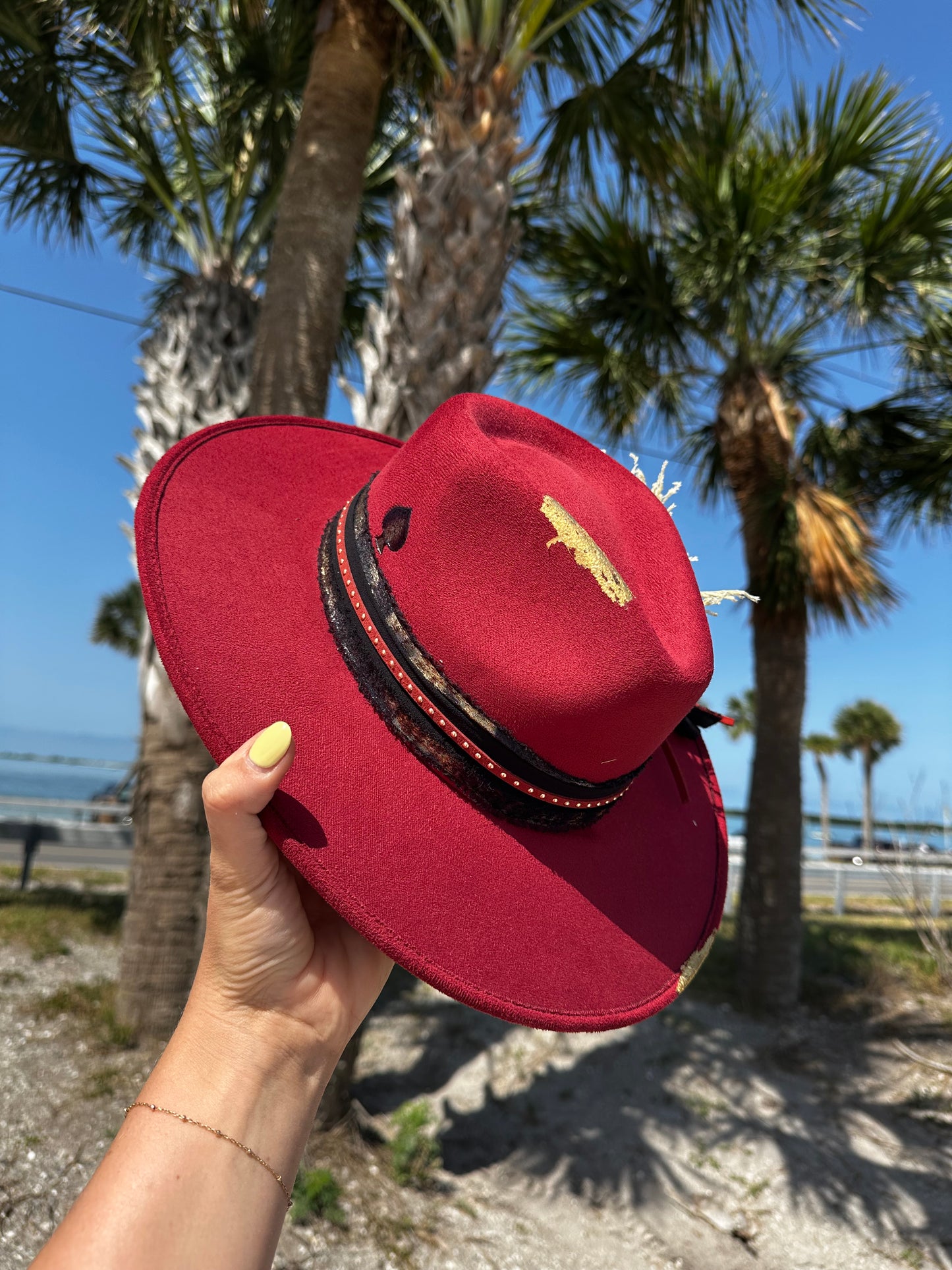 Deep red flat brim