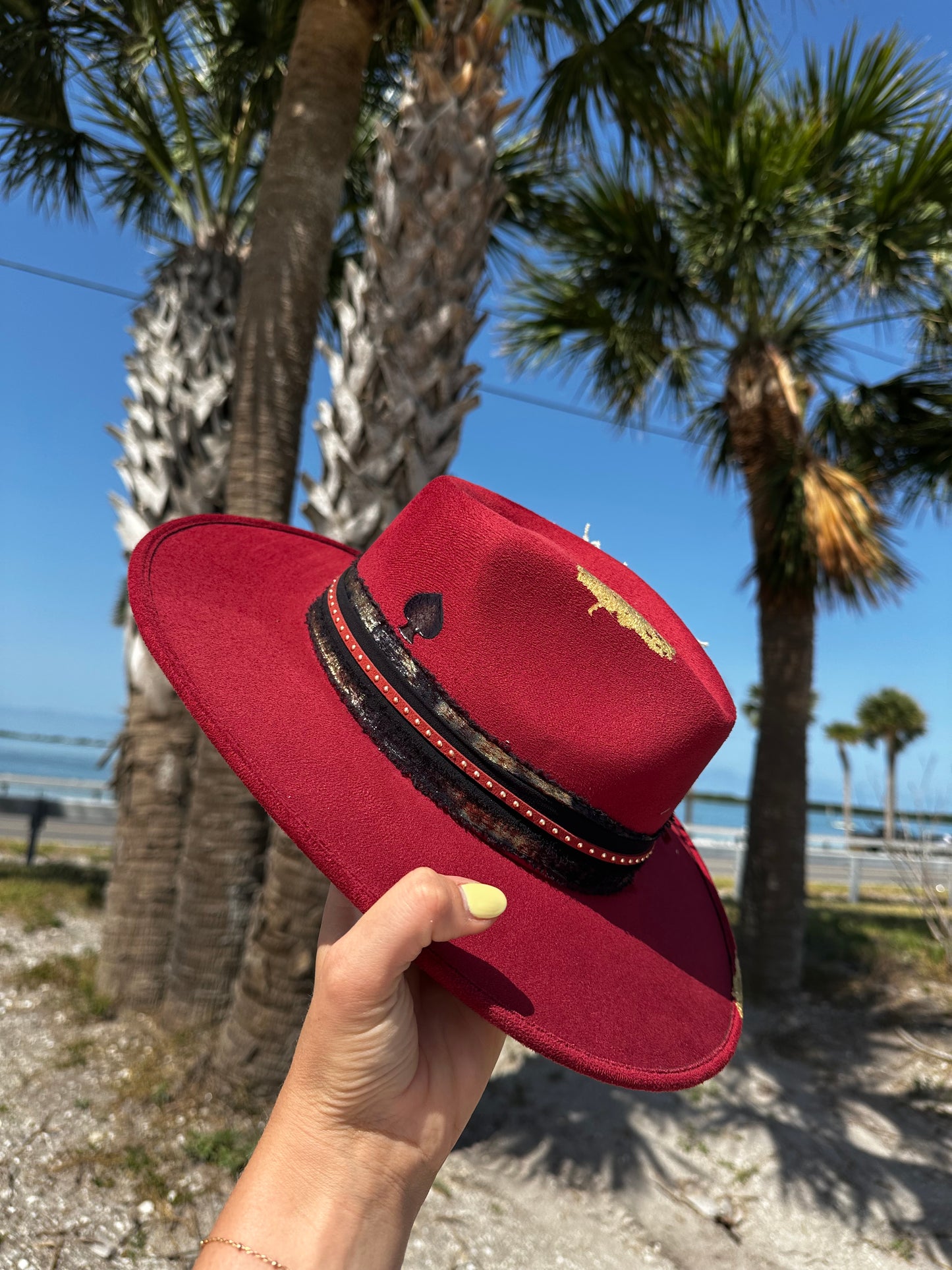 Deep red flat brim