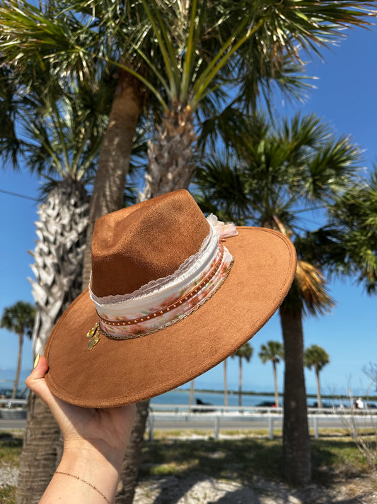 Deep tan flat brim