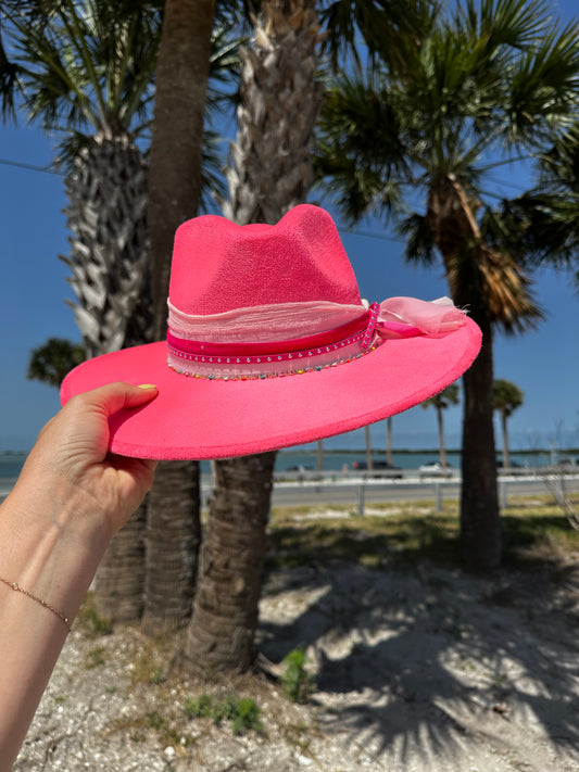 Hot pink flat brim